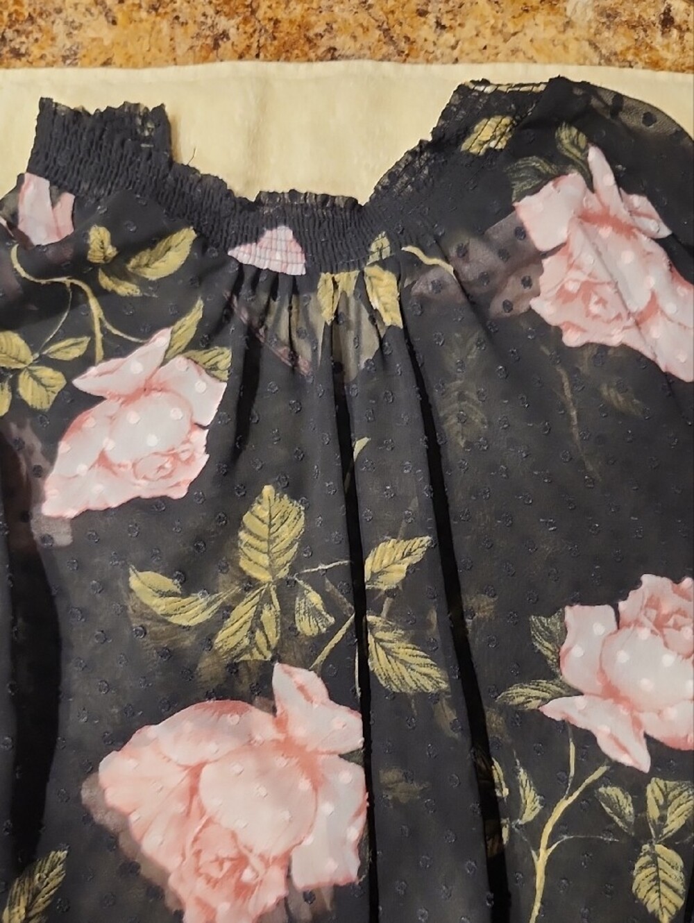 Dynamite Black Blouse with Pink Rose Print - Picture 5 of 8